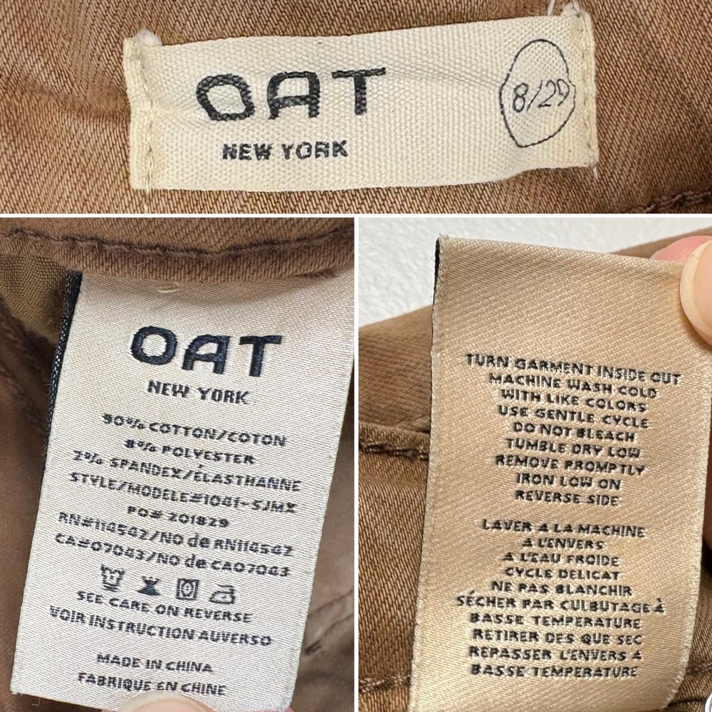 Oat New York‎ High Rise Wide Leg Cropped Jeans Size 8/29 Harvest Brown Raw Hems - Picture 12 of 14
